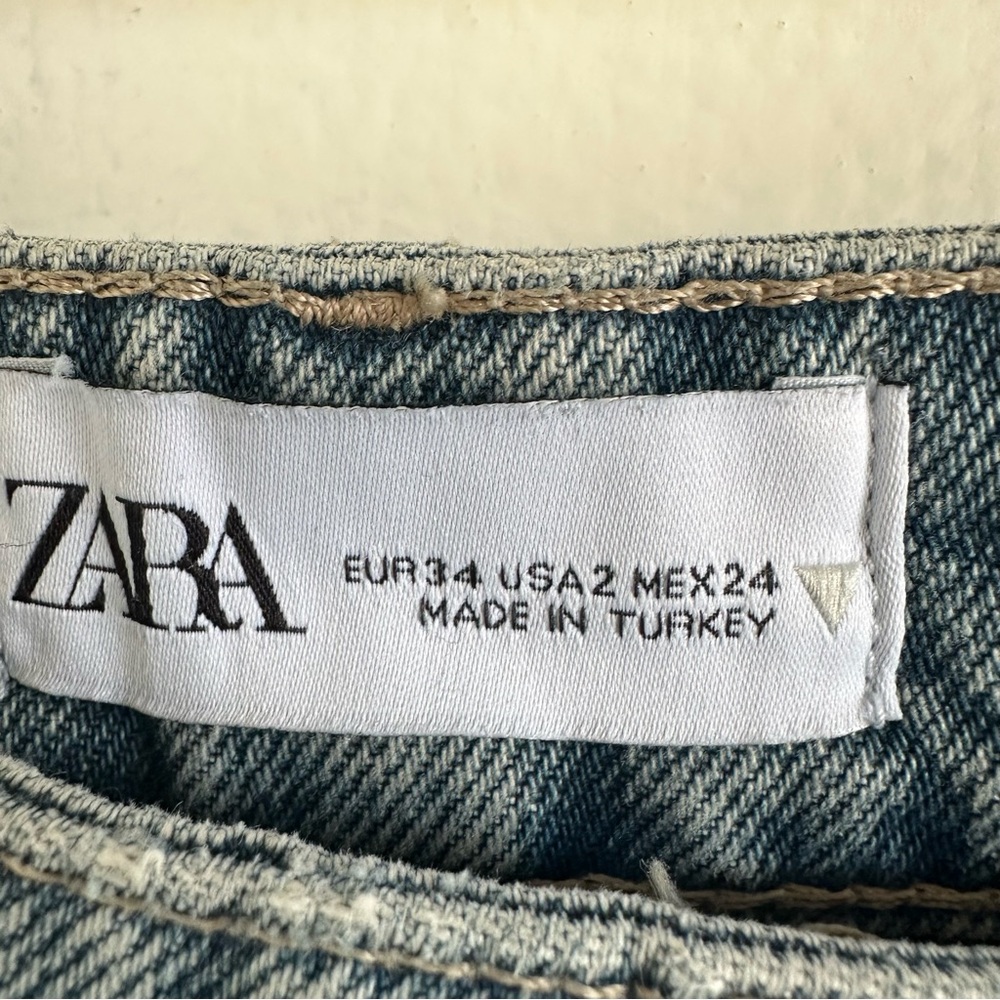 ZARA Rare Utility Cargo Jeans | Wide-Leg w/ Strap & Ring Details Size 2 - Picture 8 of 14